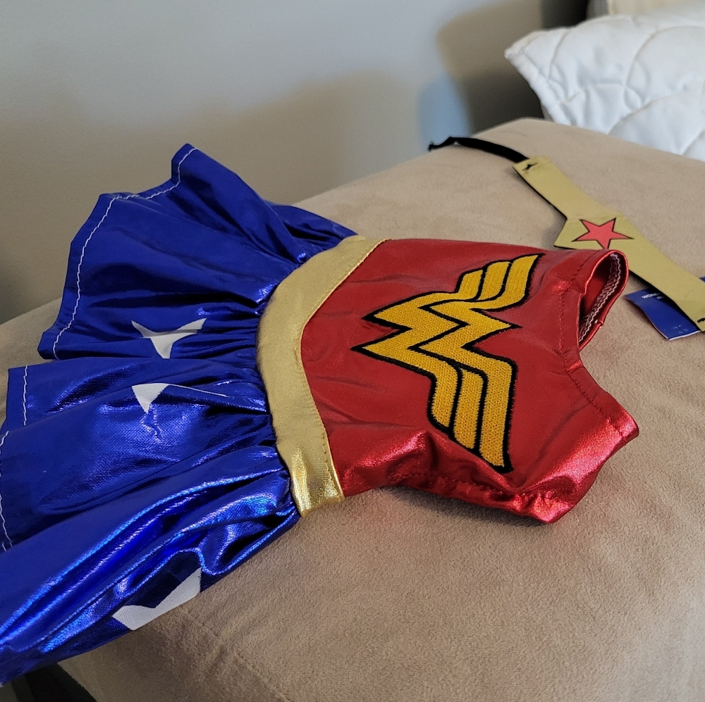 X-Small Dog Wonder Hero Costume - Red, Blue, and Gold  New